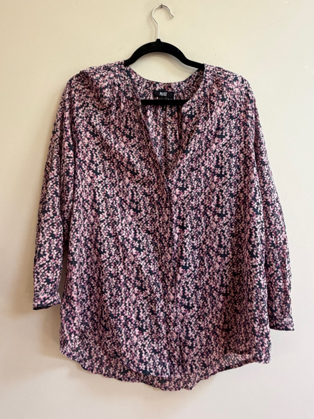 Paige Phantom Hawthorne Rose Floral Cotton Button Up Boho Blouse Shirt Top